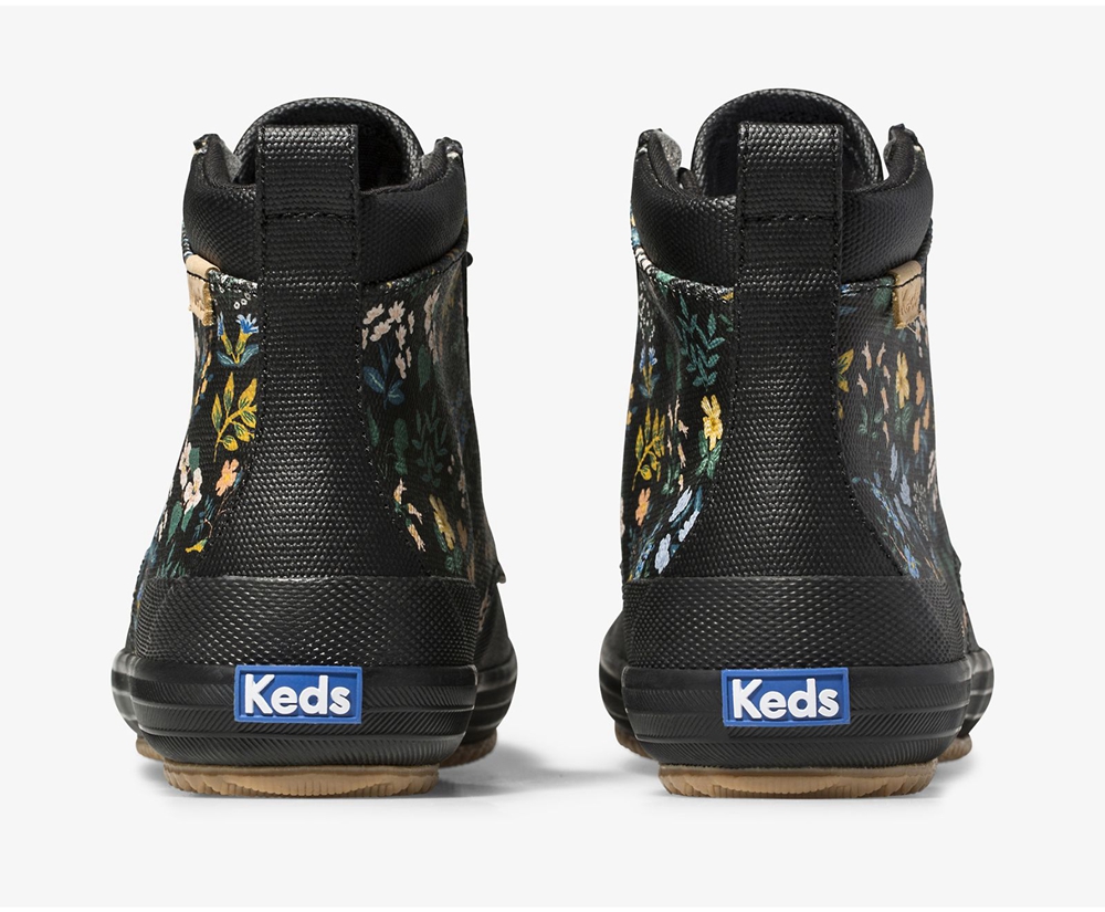 Botas Keds Mujer Negras - Rifle Paper Co. Scout Water-Resistant Lona Wildflower - 685-OCRMPV